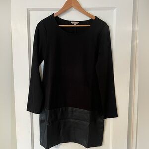 Banana Republic factory Black Dress with Faux Leather Accents & zipper sleeves